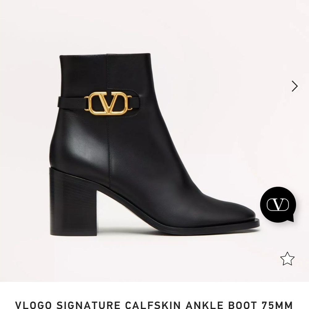 Valentino Black and Gold Heeled Boots with Logo